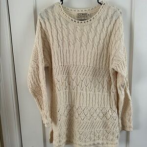 L.L. Bean Women's Vintage Cream Cable Knit Sweater